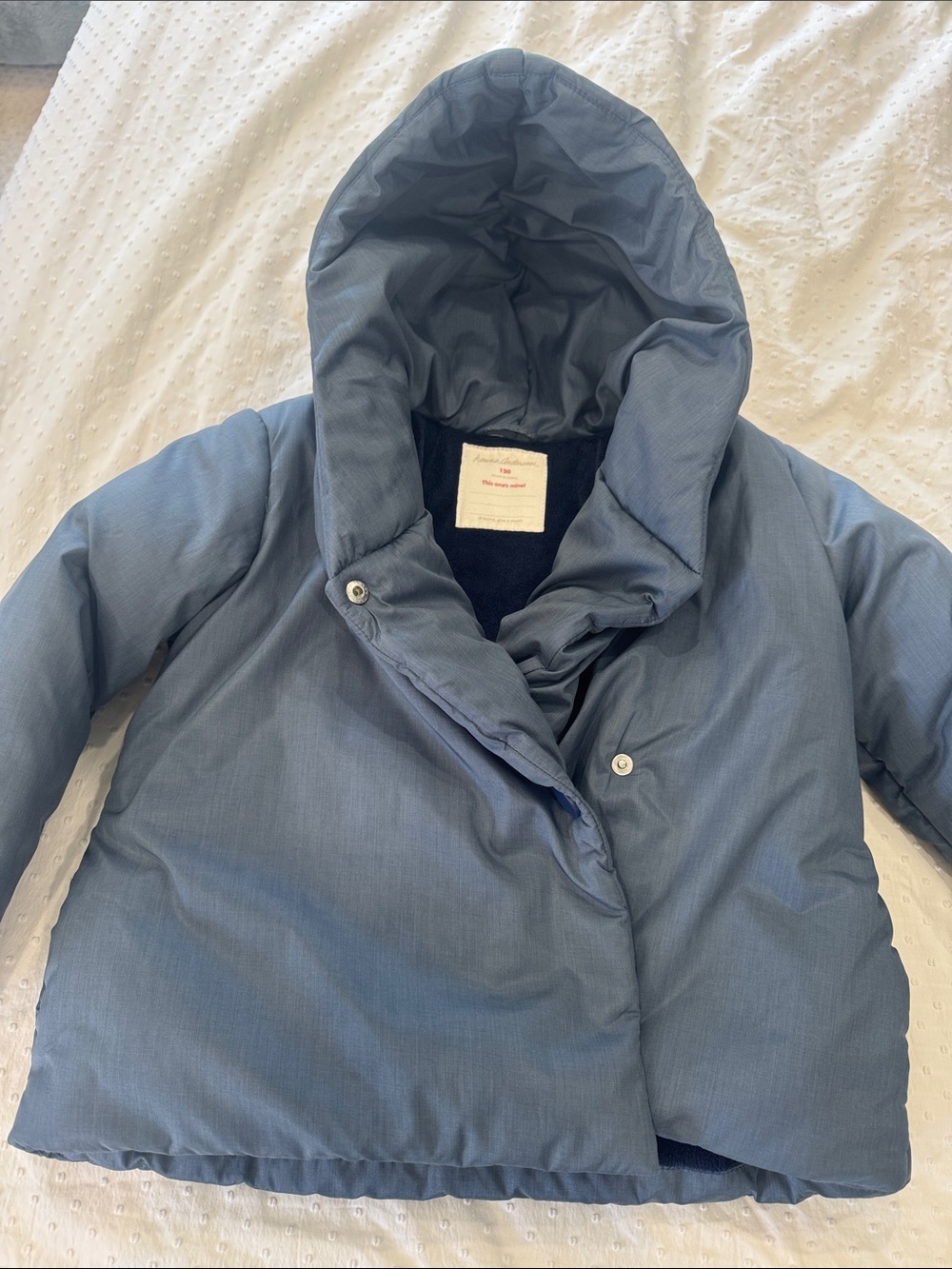Hanna Andersson Steel Blue Kids Puffer Jacket with Hood